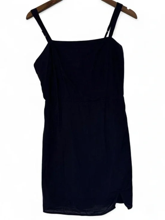 Medium Abercrombie & Fitch Dark Navy Blue Mini Dress Adjustable Straps Pockets - Picture 2 of 14